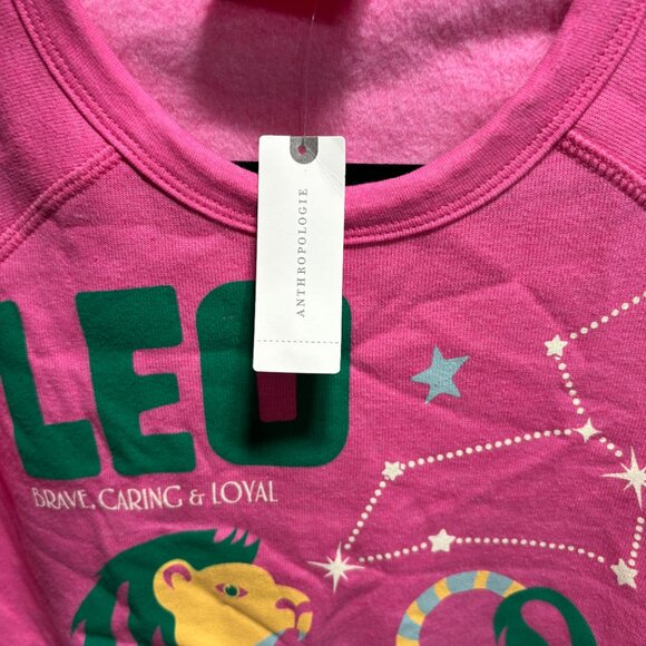 NWT Midnight Rider Leo Zodiac Graphic Sweatshirt Pink Fleece – Women’s XS anthro - Picture 5 of 6